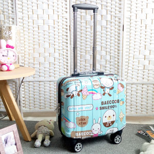 Childrens Suitcase 18-Inch Small Cute Luggage Mens and Womens Password Suitcase Mini Trolley Case 16 Cartoon Leather Suitcase