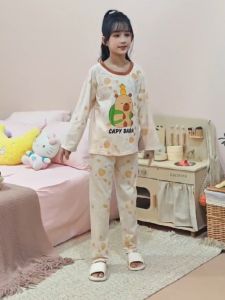 Bộ đồ ngủ cho bé gái dễ thương Kulomi họa tiết hoạt hình cổ tròn dài tay