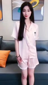 Baju Tidur Satin Wanita Model Terbaru Korea / Baju Tidur Piyama Lengan Pendek N37