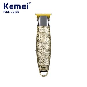 Kemei KM-2266 Professional Retro Embossed Design Hair Clipper Rechargeable Hair Trimmer Metal Body Electric USB Charging Haircut Machine