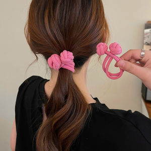 Women Bow Ponytail Holder Scrunchie Hairbands Double Knot Knotted Hair Rope Elastic Hair Bands Ties Hair Accessories Headdress