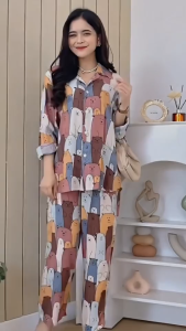 Setelan Wanita Baju One Set Daily Bahan Rayon Adem Motif Kekinian