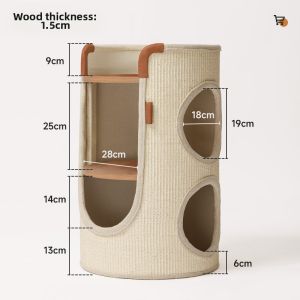 HOOPET | Compact Multi-level Cat Tree with House and Scratching Post