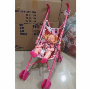 Mainan Dorongan Stoller Bayi + Boneka Bisa Nangis ( Stoller Besar )