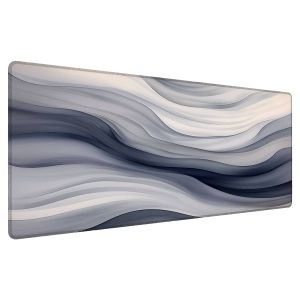 1pc Large Blue Gray Abstract Waves Design Mouse Pad-Multi-size Non-Slip Stitched Edge Desk Mat for Office Home Decor Ideal Gift