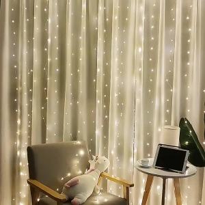 LED Curtain String Lights Christmas Garland Decor Fairy Light 8 Modes USB Remote Control Wedding Holiday Party for Bedroom Home