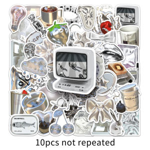 50 cái bạc in phong cách Hàn Quốc Sticker trang trí Nhật Ký máy tính xách tay chai nước Hành Lý Dễ Thương chống nước nhãn dán sổ lưu niệm