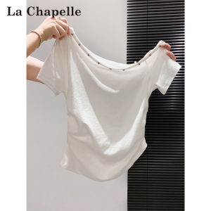 La Chapelle | Irregular Off-shoulder Slant Collar Short Sleeve T-Shirt