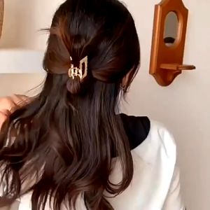 4.5cm Retro Gold Metallic Textured Hair Clip Korean Style Simple Trendy Grab Clip for Women