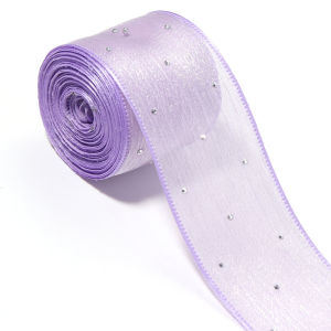 5Yards 4cm Pleated Diamond Mesh Organza Ribbon For DIY Wedding Christmas Party Craft Clothing Flower Gifts Wrapping Decoration