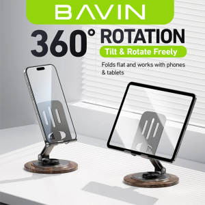 BAVIN PS84 Foldable Desktop Bracket Metal Stand w/ 360° Rotating Lightweight Universal Compatibility for Tablet or Phone