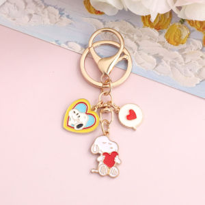 Cute Snoopy Keychain Pendant Couple Best Friend Student Bag Small Dog Hanging Decoration Creative Souvenir Zinc Alloy Cartoon Series