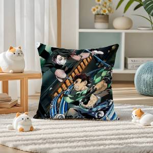 Bandai | Demon Slayer Tokito Muichiro Anime Plush Pillow Cover Soft Short Plush Cushion Cover For Sofa Bedroom Home Decor Gift Decoration