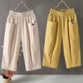 QIAOXIZI | Summer Lightweight Cotton Linen Casual Loose Pants for Women with Elastic Waist. 