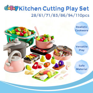 【28-110pcs】Cooking Set Toys for kids Pink Kitchen Toys Girls/Boys Pretend Play Birthday Gifts