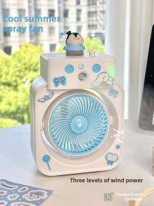 Desktop Spray Fan New 2025 High Aesthetic Cute Student Silent Cooling Mini Electric Fan Humidifying Feature for Study Use