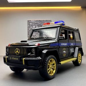 Realistic Mercedes-Benz G63 Off-Road Police Car Model Toy Collectible Die-Cast Vehicle Doors Openable Sound And Light Features