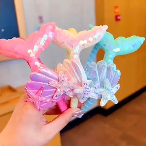 Tooyoo Sequin Mermaid Hair Clip Hair Band Cute Girl Cartoon Hair Accessories Dream Princess Children Sequined Headband