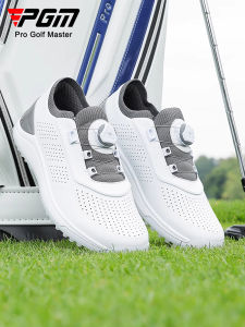 PGM Mens Golf Shoes Ultra Breathable Casual Sport Shoes No Tie Knob Shoelaces Summer Collection Fashionable Golf Footwear