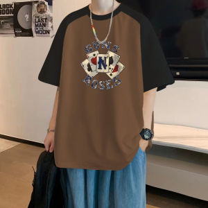 Loose Fit Pure Cotton Short Sleeve T-Shirt Mens Style Summer American Retro Hong Kong Loose Half Sleeve Body Shirt Trendy