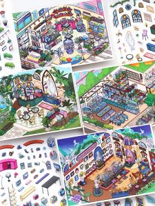 High-Difficulty 3D Sticker Scenery