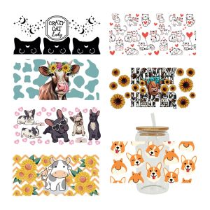 Waterproof Crystal Logo Cup Stickers Cartoon Print Colorful Decal Glass Decoration Patch No Trace Animal Pattern Home Decor