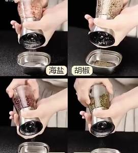 180/200ML Stainless Steel Spice Grinder Manual Salt Pepper Shakers Refillable Spice Grinder Mill with Adjustable Coarseness