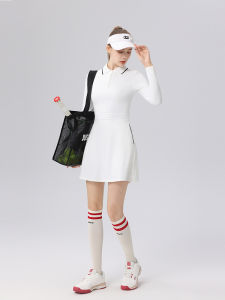 Long Sleeve Slim Fit Poloshirt Dress With Pockets 4 Color Blocked Design