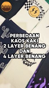 Kaos Kaki Oldschool Motif Garis Hitam-Merah-Hitam Dasar Putih - 4LAYER BENANG - No. G107