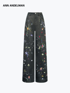 ANN ANDELMAN | Floral Print Black Jeans Women