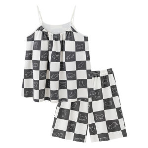 miiow | Pure Cotton Summer Sleepwear Set For Women Princess Style Cartoon Print Comfortable Home Clothes Cat Person Brand New 2025