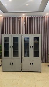 Tủ hồ sơ sắt có khóa đựng tài liệu văn phòng 2 cánh kính - Tủ locker hồ sơ giá rẻ giao nhanh hcm