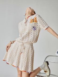 XIAODADEHUA | American Retro Knit Hollow Out Sweater Set