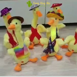 Đồ chơi vịt nhại giọng biết hát biết nhảy bằng bông êm nhẹ kèm phụ kiện sạc pin