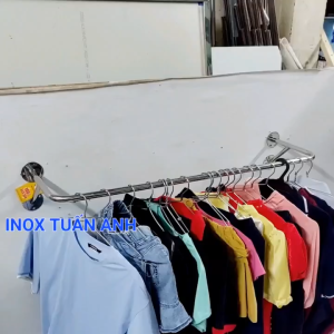 Thanh U tăng cứng treo quần áo – Sào phơi quần áo bắt tường chữ U có thanh đỡ Inox 304