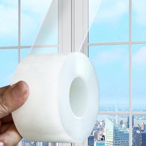 Transparent Window Weather Sealing Tape Window Draft Isolation Sealing Film Tape for Doors Windows and Shower Glass Gaps