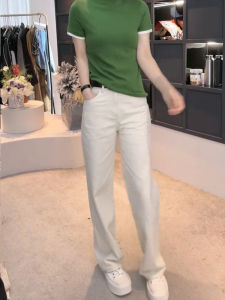 White Washed Straight Leg Denim Jeans Womens High Waist Loose Slimming Wide Leg Pants Trendy Autumn New Style Retro Drapey