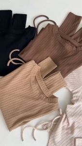 ELLEANO | Indy Top - Knit Top Serut Samping - Atasan Lengan Panjang Wanita