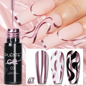 PUENTE 5ml Metallic Painting Liner Gel Polish Bright Mirror Effect Semi-Permanent UV Nail Varnish For Stunning French Nail Art