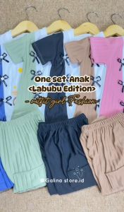 Oneset Cargo Labubu Anak PerempuanAnak usia 1-6thn Setelan Knit Hornet Viral.Set Labubu