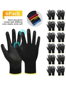 PU Coated Safety Work Gloves Breathable Soft Seamless Knit Protective Gloves for Gardening Yard Farm Warehouse Mechanic Gloves