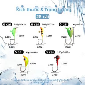 9KM DWLIFE | Bộ Mồi Câu Cá Trên Băng 9KM 20-28 Chiếc Đầu Jig Siêu Nhỏ Bằng Thép Carbon Cao Cấp Dành Cho Cá Lòng Tong Cá Crappie Cá Hồi Cá Vược Cá Hồi Nước Ngọt Cá Mú.