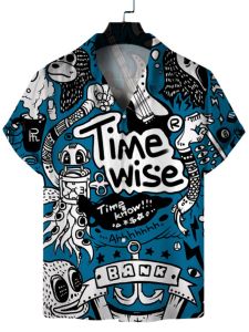 Áo Sơ Mi Tay Ngắn in 3D Cỡ Lớn Thường Ngày Mùa Hè Phong Cách Bãi Biển Rộng Rãi Thoải Mái Cho Nam