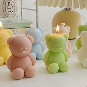 3d Cute Cartoon Bear Silicone Candle Mold Resin Gypsum Ice Cube Baking Mold Bedroom Decor Birthday Party Gifts Wedding Souvenirs