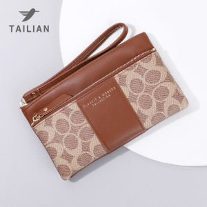 Classic Fashion Soft Leather Long Wallet for Women Retro Print Handheld Mobile Phone Bag Elegant Versatile Wallet by Taerlian