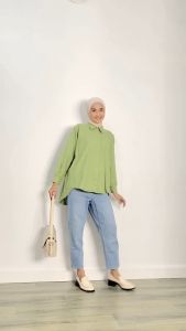 Baju Kemeja Hana Linen Premium Rika Top Wanita Shirt Polos Oversize Kancing Depan Belakang Lengan Panjang Rami Kekinian Terbaru