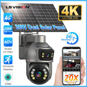 LS tầm nhìn 8MP 4G Màn hình kép aov năng lượng mặt trời Camera CCTV 20x quang lai Zoom Ngoài trời 4k 24/7 ghi âm 50m Khoảng cách phát hiện camera an ninh