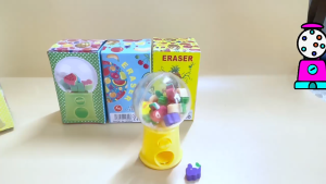 WHPHous Cute Mini Gashapon Machine Design Erasers Cartoon Fruit Rubber Erasers Kids Kawaii Stationery Correction Tool Office Supplies