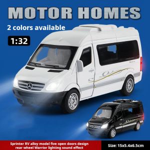 1:32 Alloy Diecast Sprinter MPV Van Toy Car Pull Back Sound Light Doors Openable Collection Toys Vehicle Gift For Kid