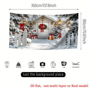 VIKAMA Winter Wonderland Christmas Banner Christmas Decorations Snowy Cottage Scene Party Photography Backdrop Nordic Style